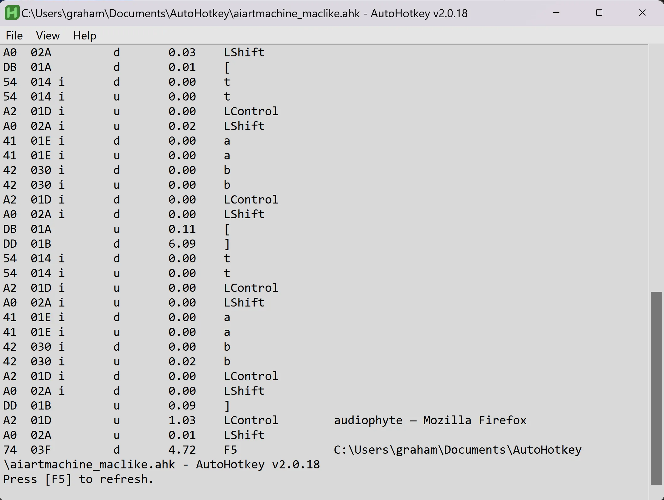 KeyHistory Debugging