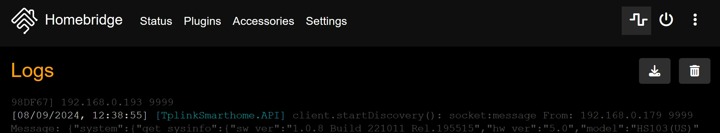 Homebridge Logs