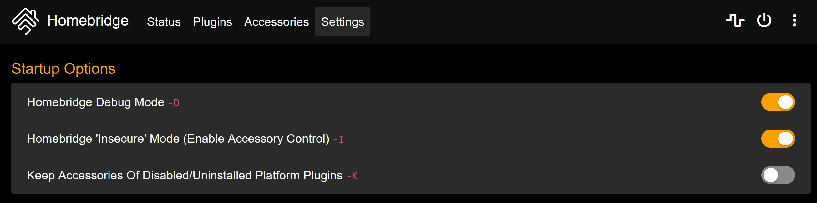 Homebridge Settings